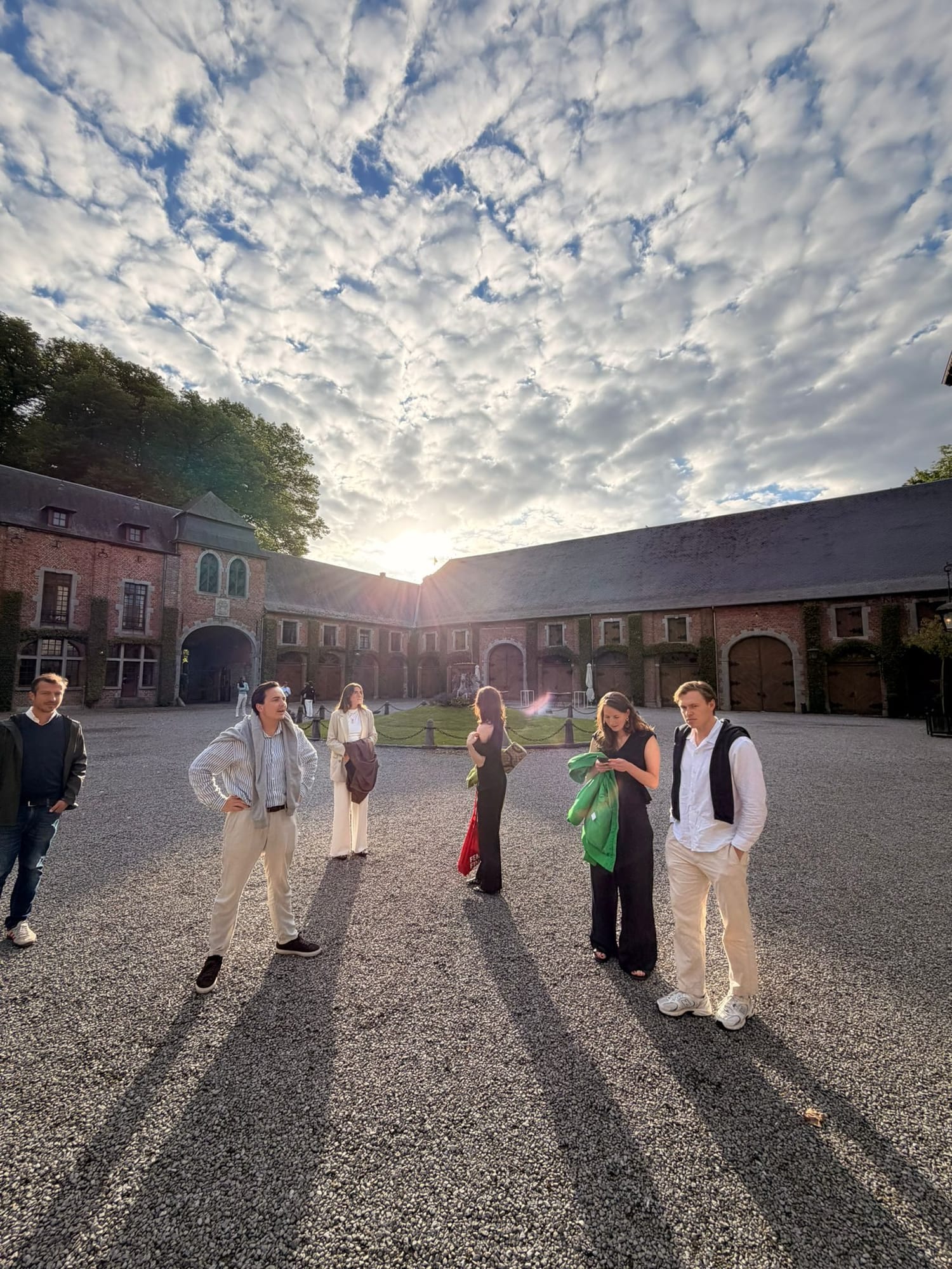 Team in the castle courtyard